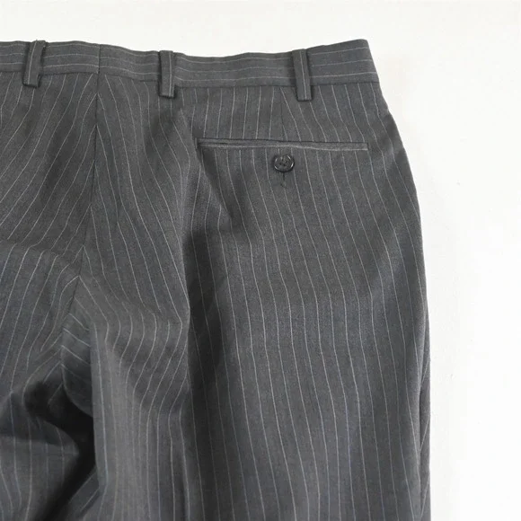 American Living 44R 34x30 Gray Striped 100% Wool Mens Jacket Pants Suit